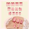 24Pcs French Heart Design Fake Nails Mid-Cuticle Style Manicure Tool For Wedding Daily