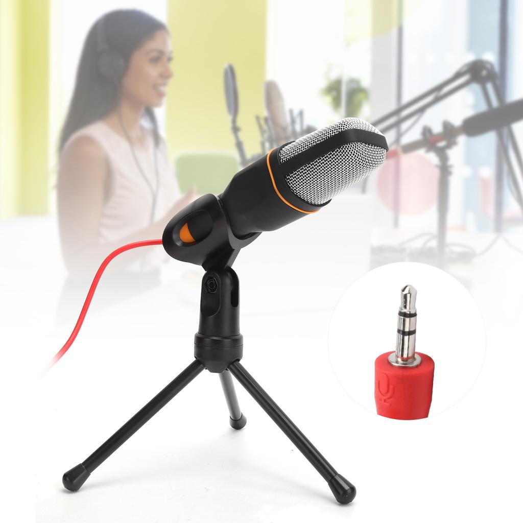 Computer Wired Microphone Condenser Microphone with Desktop Tripod for Online MeetingBlack