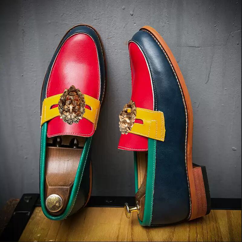 Moda Taglia Grande 38-48 nuova pelle Scarpe Casual da Uomo colore misto moda Punta chiusa sabot piatto moda scarpe estive 19
