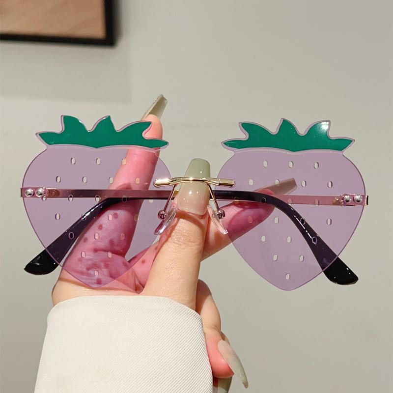 KAMMPT Strawberry Sunglasses Cute Multi-color Beach Shades Women Trendy Stylish Rave Sun Glasses Fashion Accessory