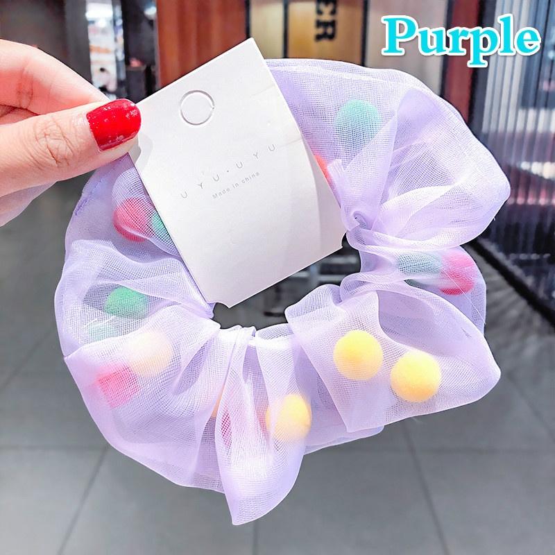 Woman Colorful Hairball Hair Ties Scrunchies Girls Elastic Hairband Hair Accessories Rope Headwear Rubber Band Ponytail Holders
