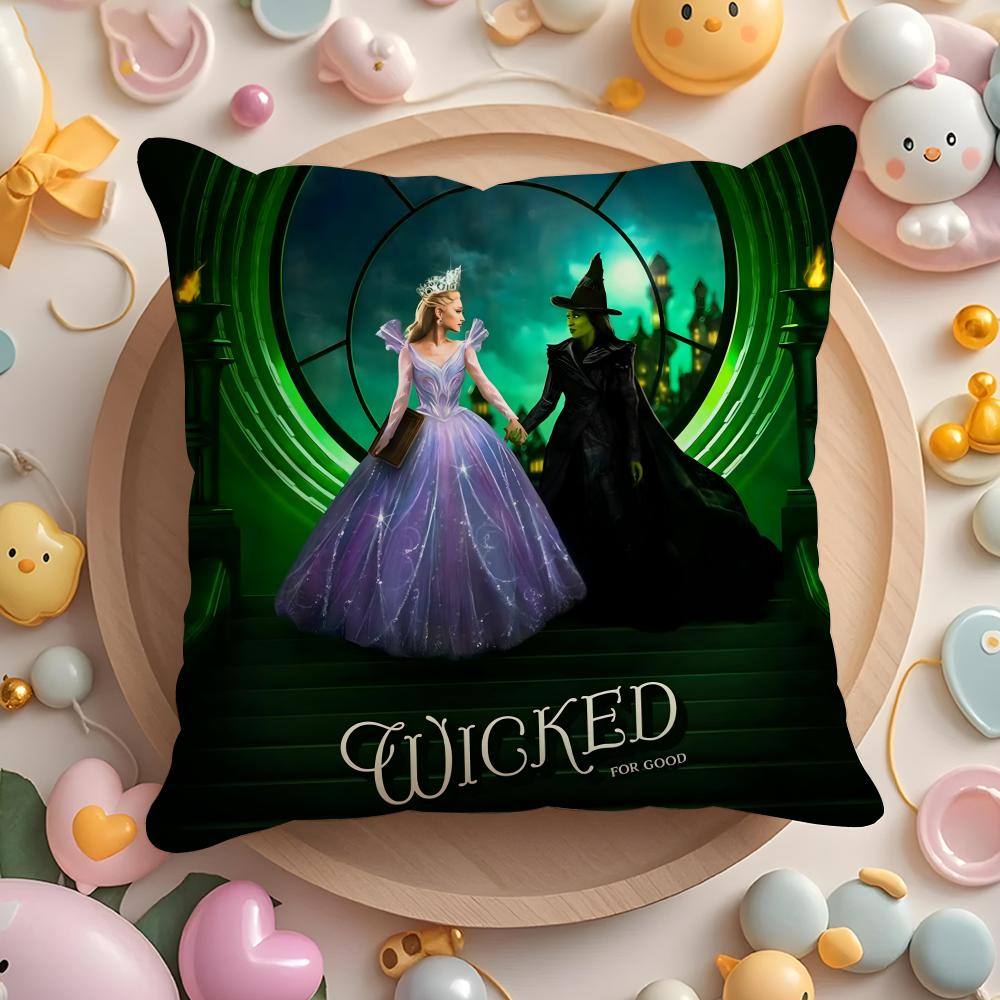 W-Wicked Part One Movie Cushion Cover Short Plush Double-Sided Printing Home Machine Washable In Warm Winter Pillow Case