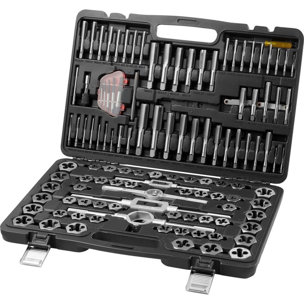 Tap and Die Set, 116-Piece Include Metric and SAE Size, Bearing Steel Taps and Dies, Essential Threading Tool for Cutting External Internal Threads,