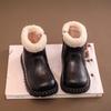 Girls' Winter Plus Velvet Cotton Shoes Baby Warm Snow Boots Fashionable Small Leather Boots