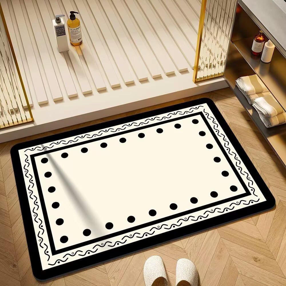 Europe Style Simple Black White Carpet Living Room Sofa Bedroom Study Kitchen Entrance Door Rug Non-Slip Light Luxury Decor Mat