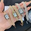 Small Pearl Chain Bracelet Watch Women'S Square Small Plate Watch Double Circle High Value 7717