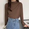Langarm Shirt Bottom Frauen T-shirts Herbst Winter Mode Weibliche Beiläufige Dünne Hohe Elastische Mock Neck T-shirts Pullover Tops