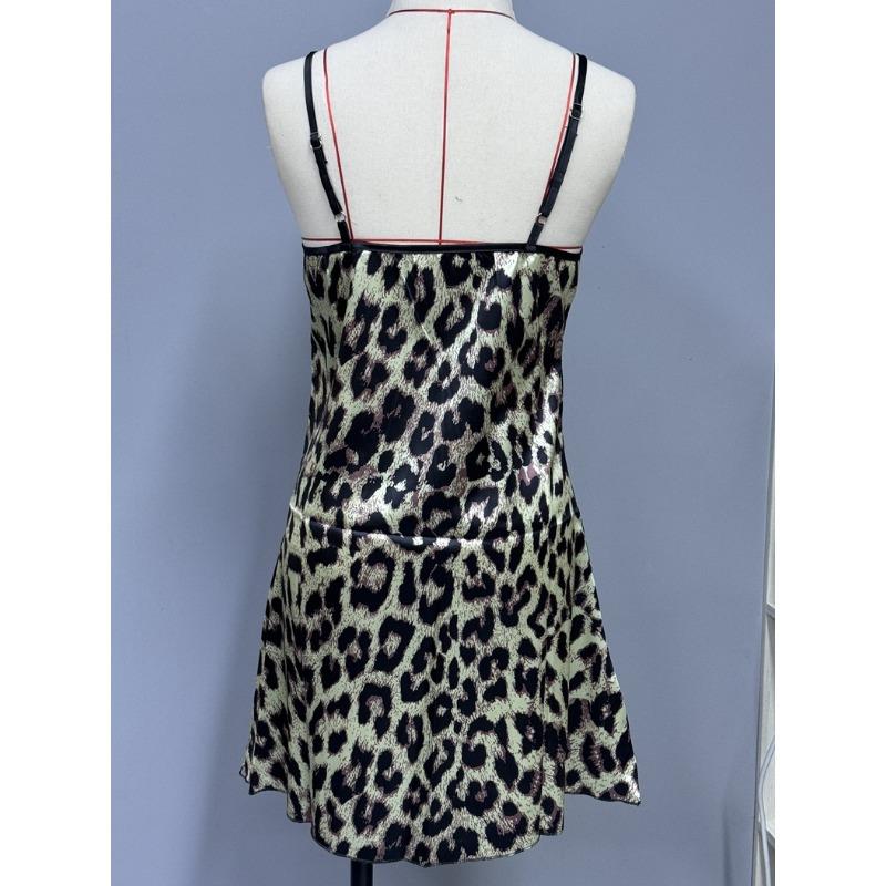 Kvinners Sommer Sexy Ryggløs Is Silk Print Pyjamas Slip Dress