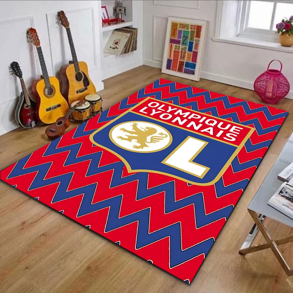 Olympique Lyonnais Football Logo Rug Patterned carpet, non slip mat suitable for living room and bedroom sofas