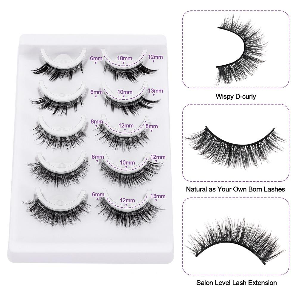 

5 Pairs Natural Look Natural Self Adhesive Eyelashes Pre Glued Lashes Eyelash Extension ZDMIX5-3