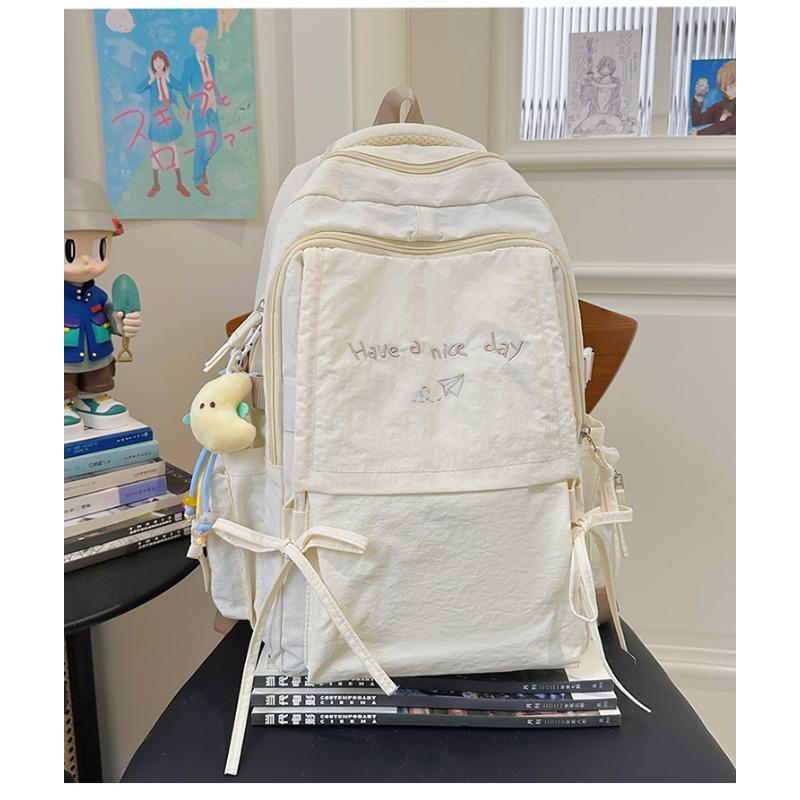 Japanese Style Light Solid Color Backpack Outdoor Travel Large Capacity Backpack Casual Versatile College Student Commuting Schoolbag