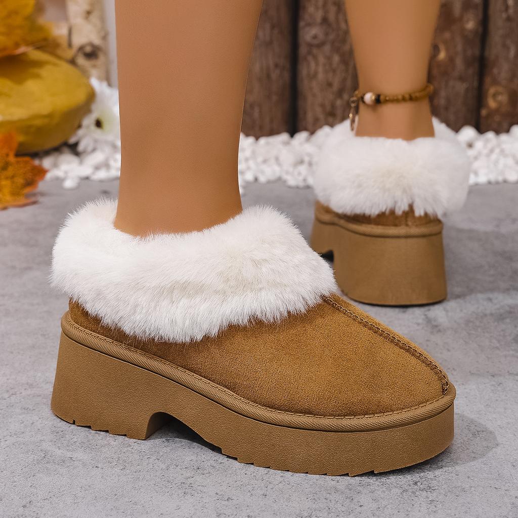 New Platform High Heels Snow Boots Women Cotton Shoes 2025 Trend Brand Fashion Ankle Boots Winter Warm Short Plush Zapatos Mujer