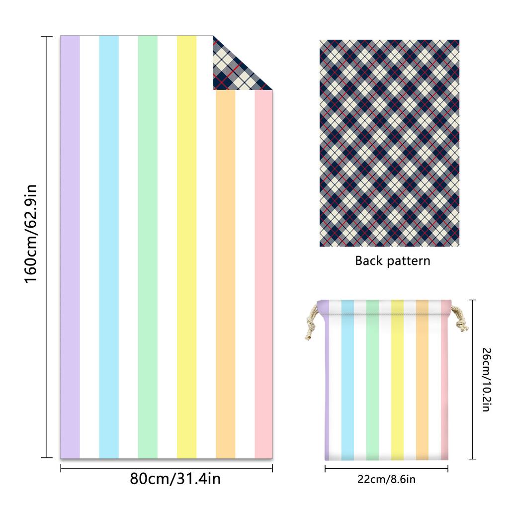 Stripe Series Double-sided Pile Beach Towel Microfiber Towel Printing Bath Towel