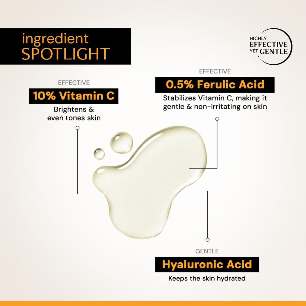 Deconstruct 10% Vitamin C Serum for Oily Skin| Clinically Tested to be Non-Irritating| No Purging| With 0.5% Ferulic Acid| For Men and Women| 30ml