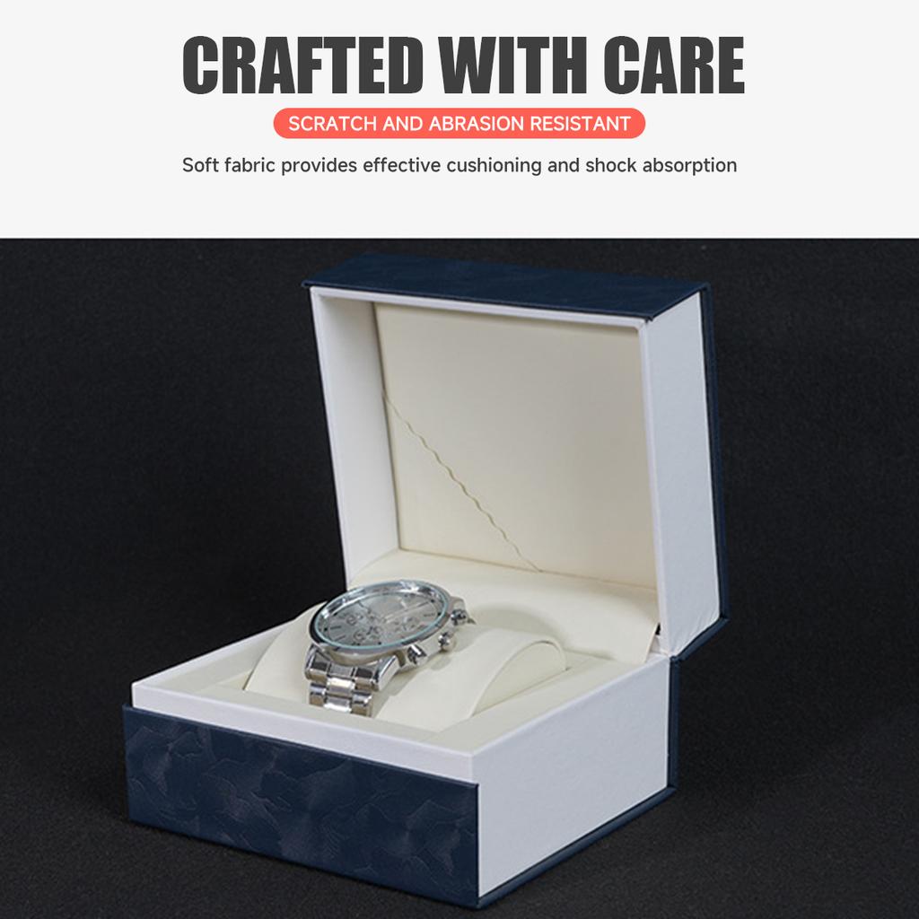 New PU Leather Threaded Square Watch Box Single Watch Case Portable Travel Watch Storage Box Scratch-Resistant Gift Watch Box