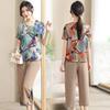 Mother's Summer Chiffon Two-Piece Set - Cool, Fashionable Attire for Middle-Aged and Elderly