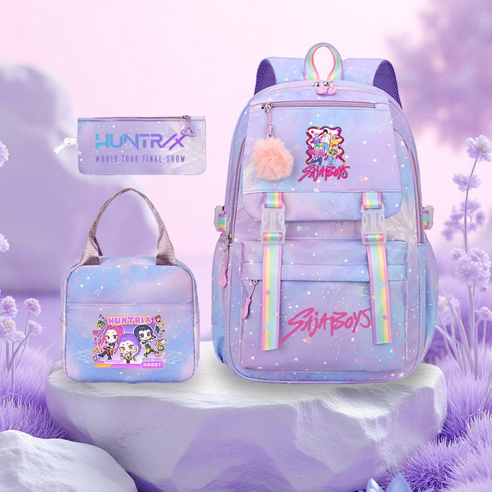 K-Pop Witch Hunters Cartoon Printed Student Pencil Bag Lunch Bag Three-Piece Backpack