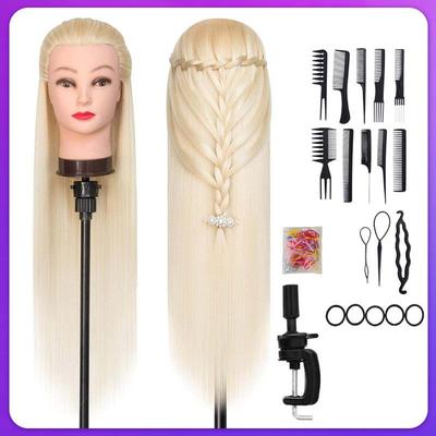 High Temperature Fiber Wig Mannequin Head for Hairdressing and Haircutting Training