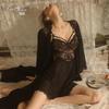 Women's Sheer Mesh Padded Cami Dress with Tie Robe Lounge Set