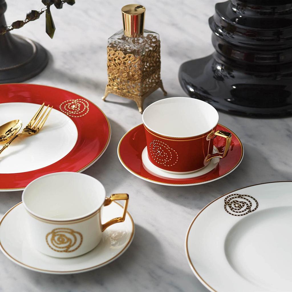 Noritake Cup Saucer 240cc Aidan Gold 1 Customer Red Bone China & (Coffee Tea) T93687/4941-1