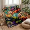 Dinosaur Kingdom Adventure Blanket Personalized Name Flannel Blanket Soft Cozy Plush Throw for Sofa Bed Lightweight Home Decor