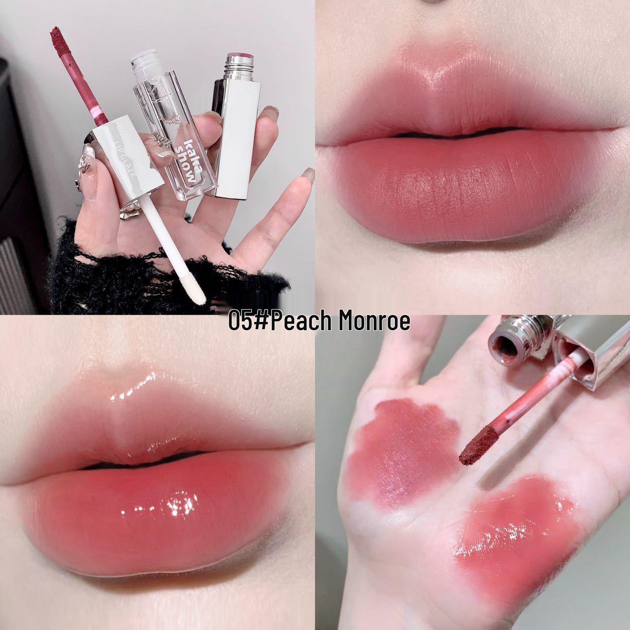 Двусторонний блеск для губ Kakashow: Матовая и глянцевая помада-дождевик - Нелипкий, стойкий к выцветанию блеск для женщин.