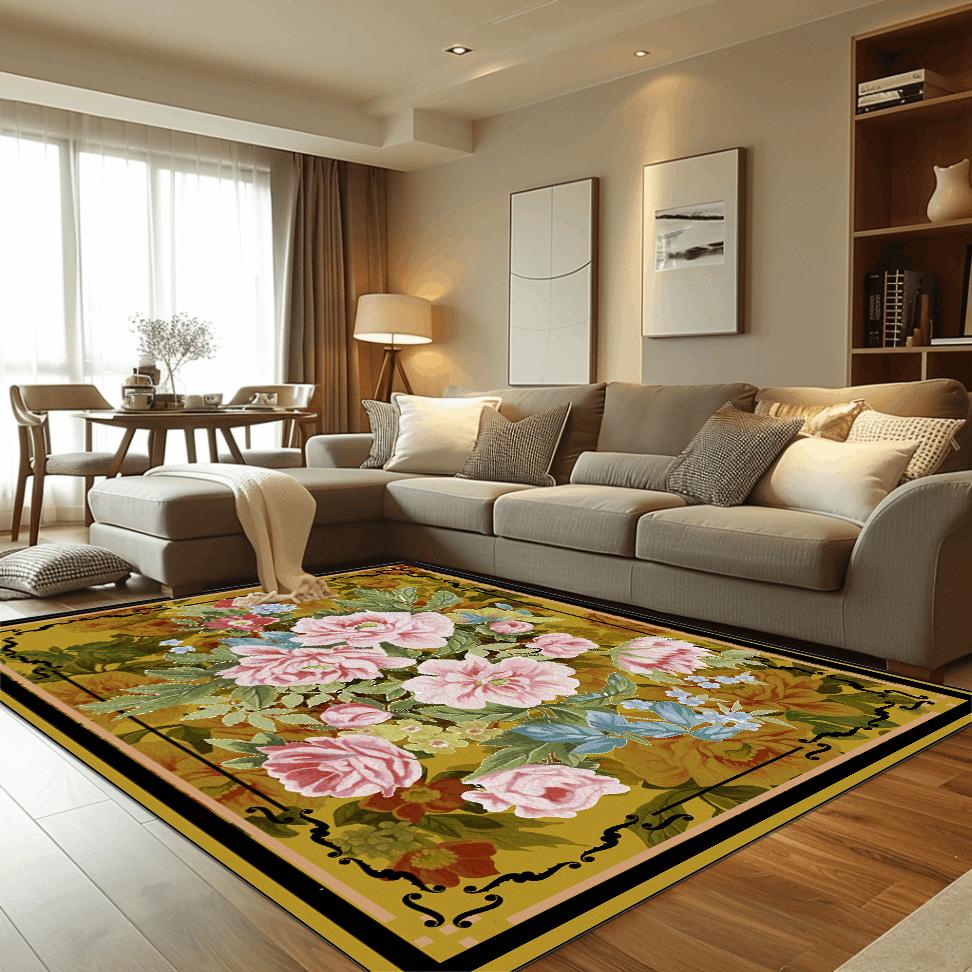 Chinese Style Flower Carpets for Living Room Retro Decoration Carpet Home Hall Sofa Area Floor Mat Bedroom Hallway Large Rugs