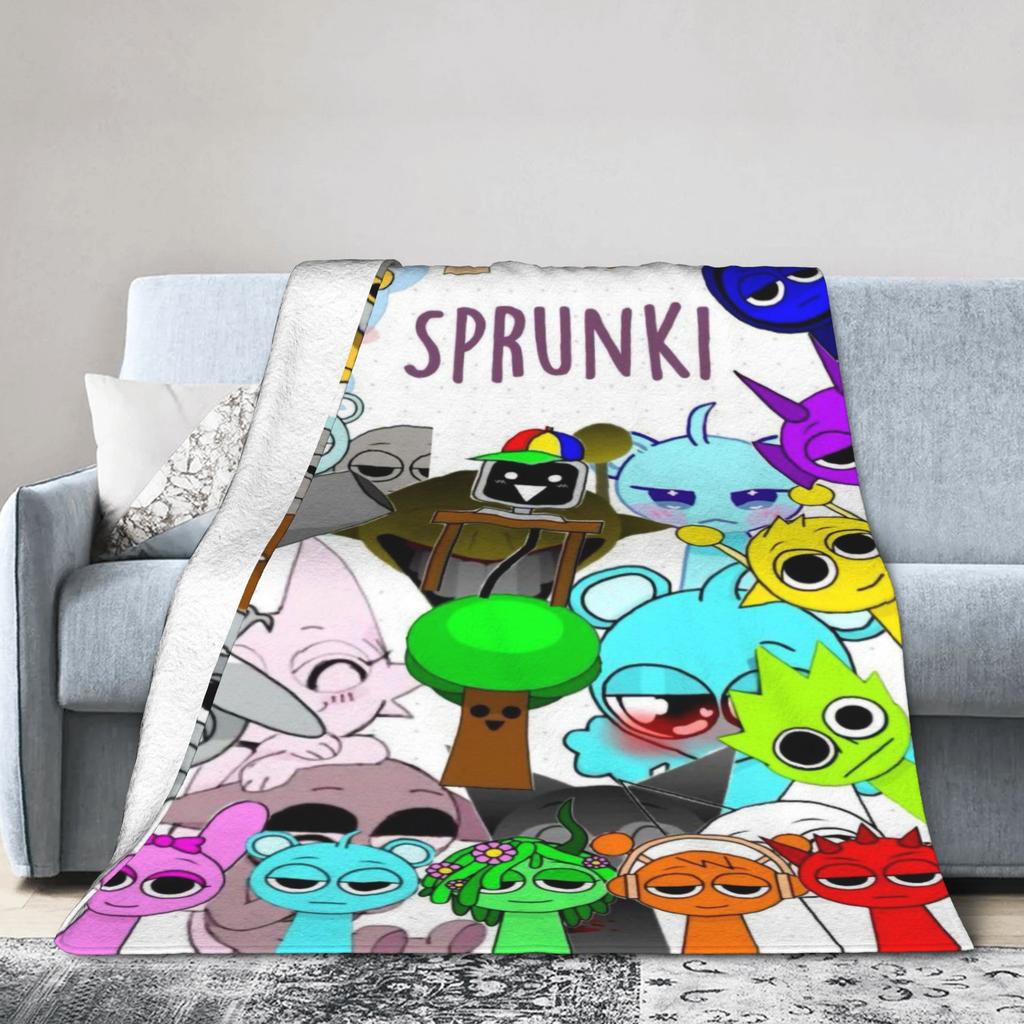 Incrediboxs Sprunkis Blankets Velvet Printed   Multifunction Lightweight Throw Blanket for Sofa Office Quilt