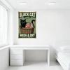 Vintage Black Cat Laundry Metal Tin Sign 1927 WASH & DRY Wall Decor for Home Bar Cafe Man Cave, Retro 1920s-30s Style with Cat &