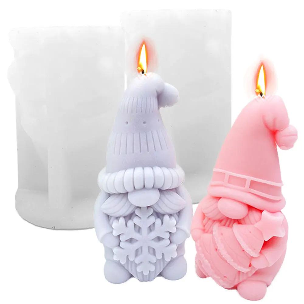 1PC Bart Zwerg Weihnachten Baum Kerze Formen Halten Schneeflocke Santa Claus Gips Seife Silikon Formen Menschliches Schokolade Geschenk Party Decor