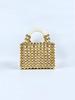 Advanced Mobile Phone Bag with Gold Round Beads, Acrylic Handheld Beaded Handmade Women's Bag, Fashionable Casual Dinner Bag