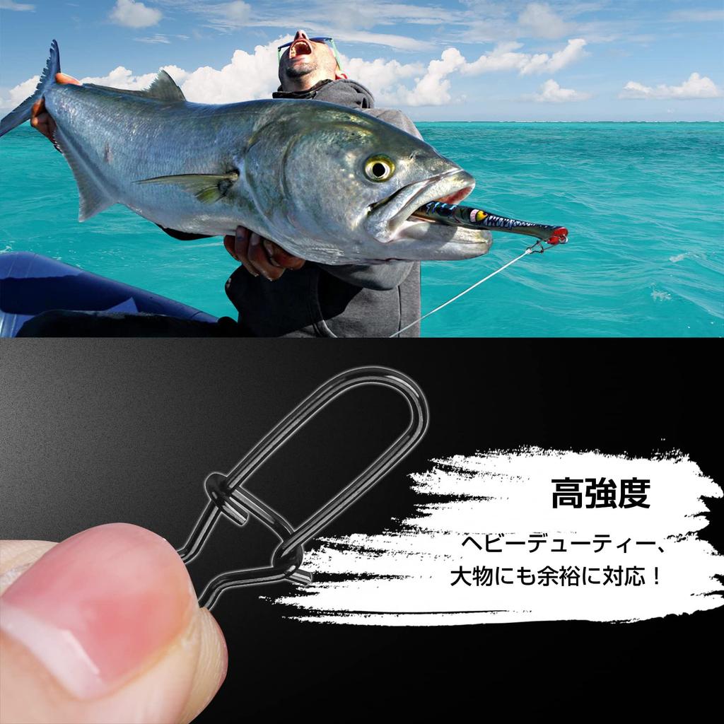 AMYSPORTS Schnell drehende Edelstahl-Wirbel für und 49kg 100 Stück Snap-Clips, Stahl, Jigging, Eierangeln, Jigging, Stärke,