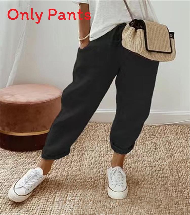 Casual Linen Trousers For Women With Elastic Waist For Spring Summer Comfort