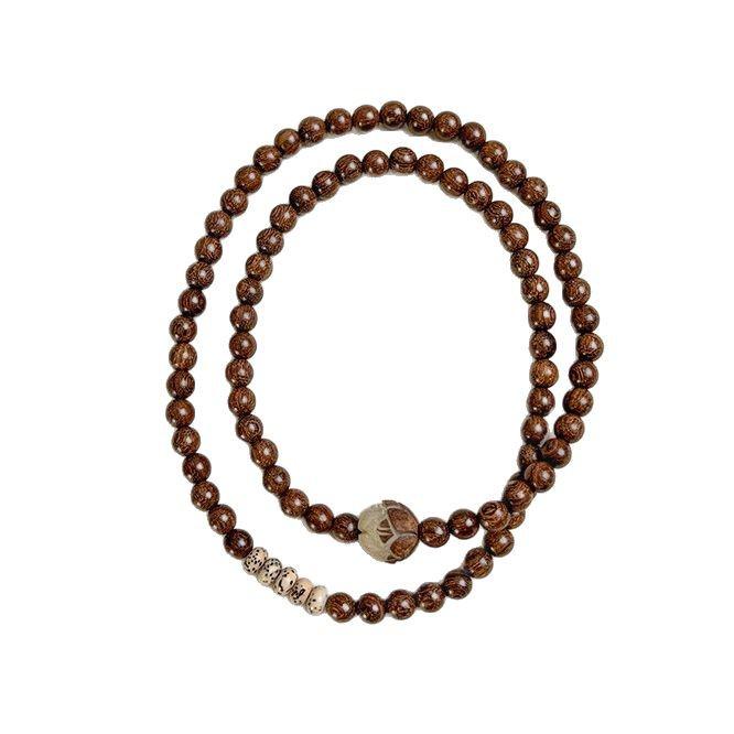 Golden Sandalwood Bodhi Beads Bracelet - Unisex Lotus Design, Multi-Loop Style