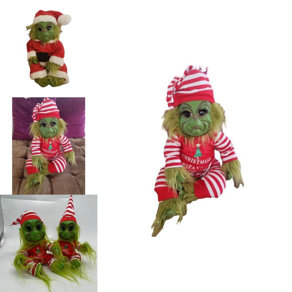 30cm Striped Green Elf Plush Toy For Christmas Gift