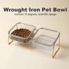 Cat Bowl Plastic Slanted Neck Pet Feeding Dish with Double Bowls Non-Slip Easy Clean Anti-Spill Water Food Container