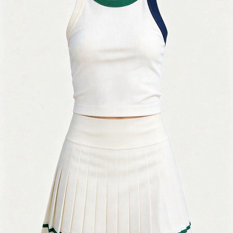Yoga Clothes, Tennis Skirt, Sports Quick-Dry Skirt, Lined Fitness Skirt, Pickleball Skirt, One-Piece Cup Vest Set
