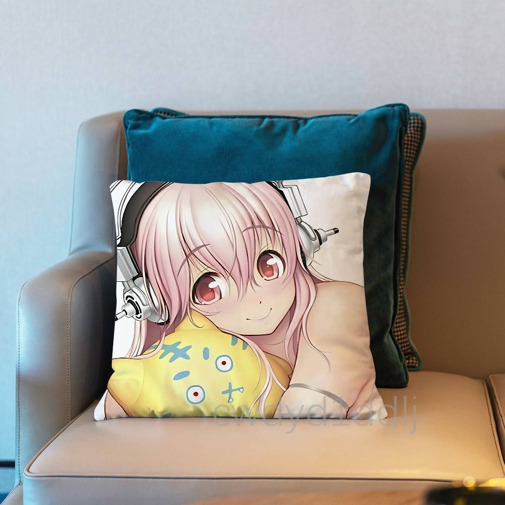SSuper Sonico Anime Kissenbezug Kurzer Plüsch Sofa Dekorative Geschenk Home Doppelseitiger Druck Kissen