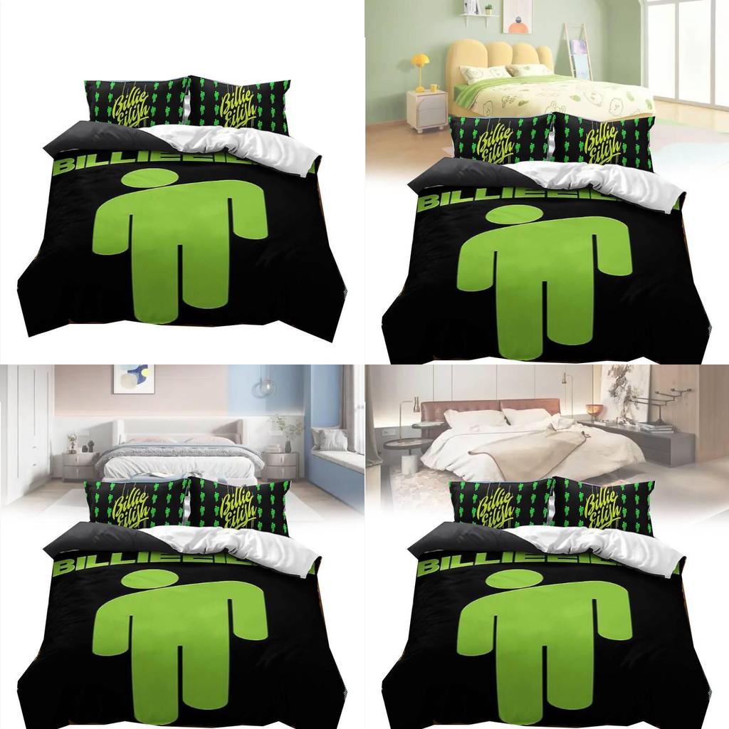 Billie Eilish Printed Duvet Cover Pillowcase Bedding Three Piece Set Use Bedroom