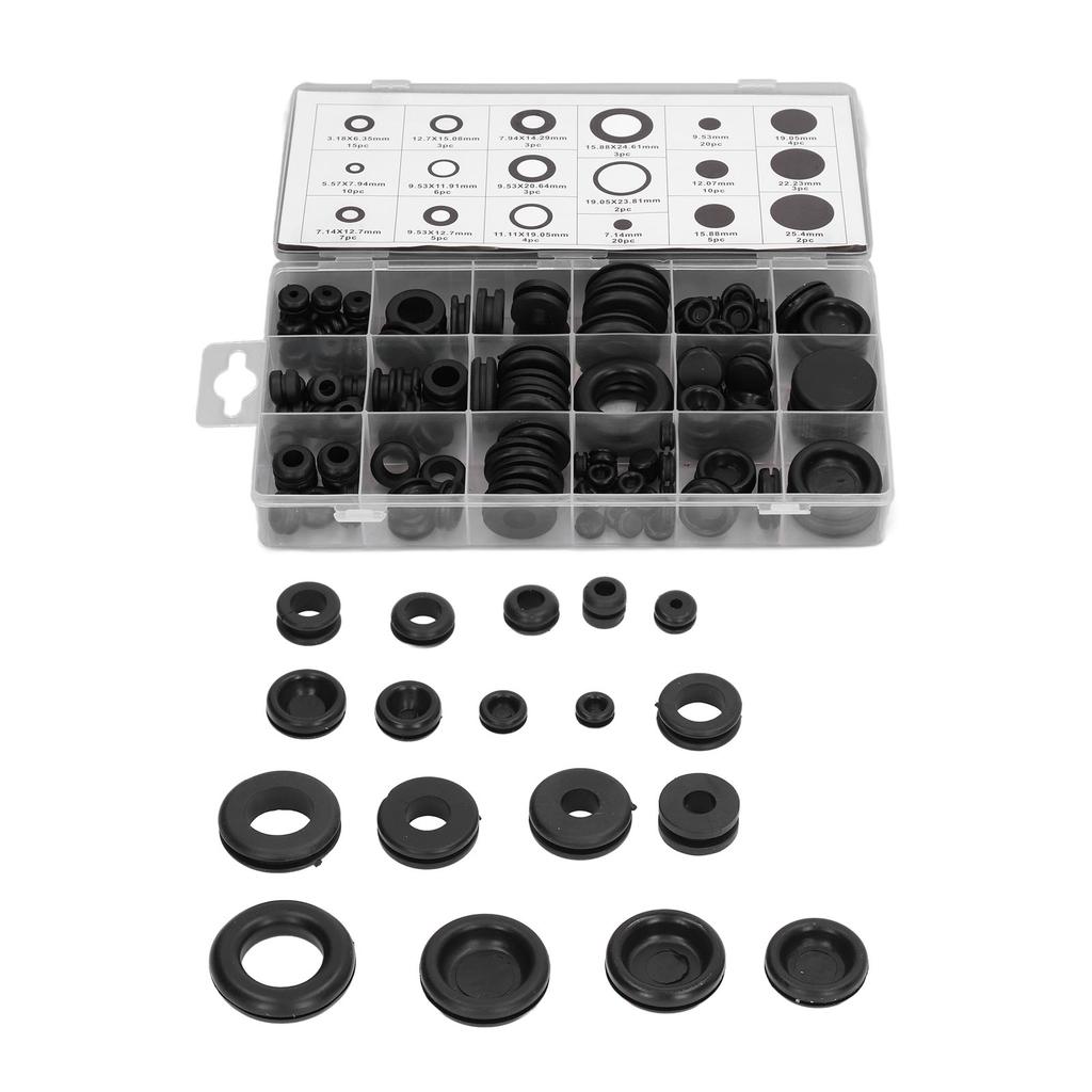 125 Stück Tüllen-Sortiment Gummi Dichtungsöse Ring Dichtung Kombinationsset für Automobil