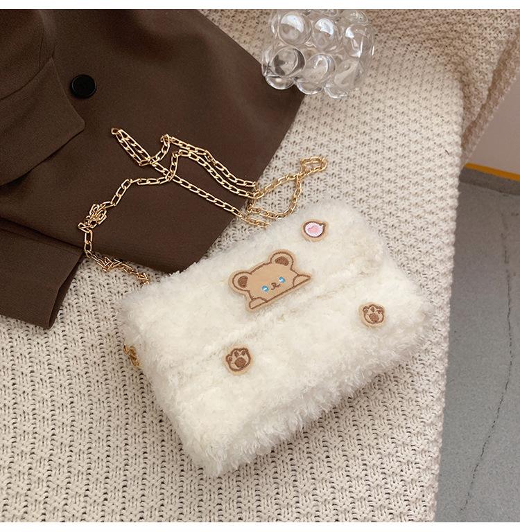 DIY hand-woven bag cartoon bear bag fashion self-made material bag hand-woven mesh shoulder messenger bag