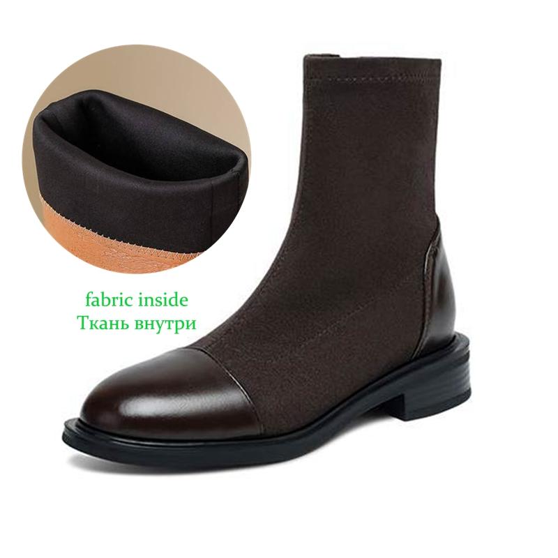 Krazing Po microfiber Flock Winter Round Toe Size 33 Chelsea Boots Size 43 Zipper Fashion Low Heels Stretch Ankle Boots