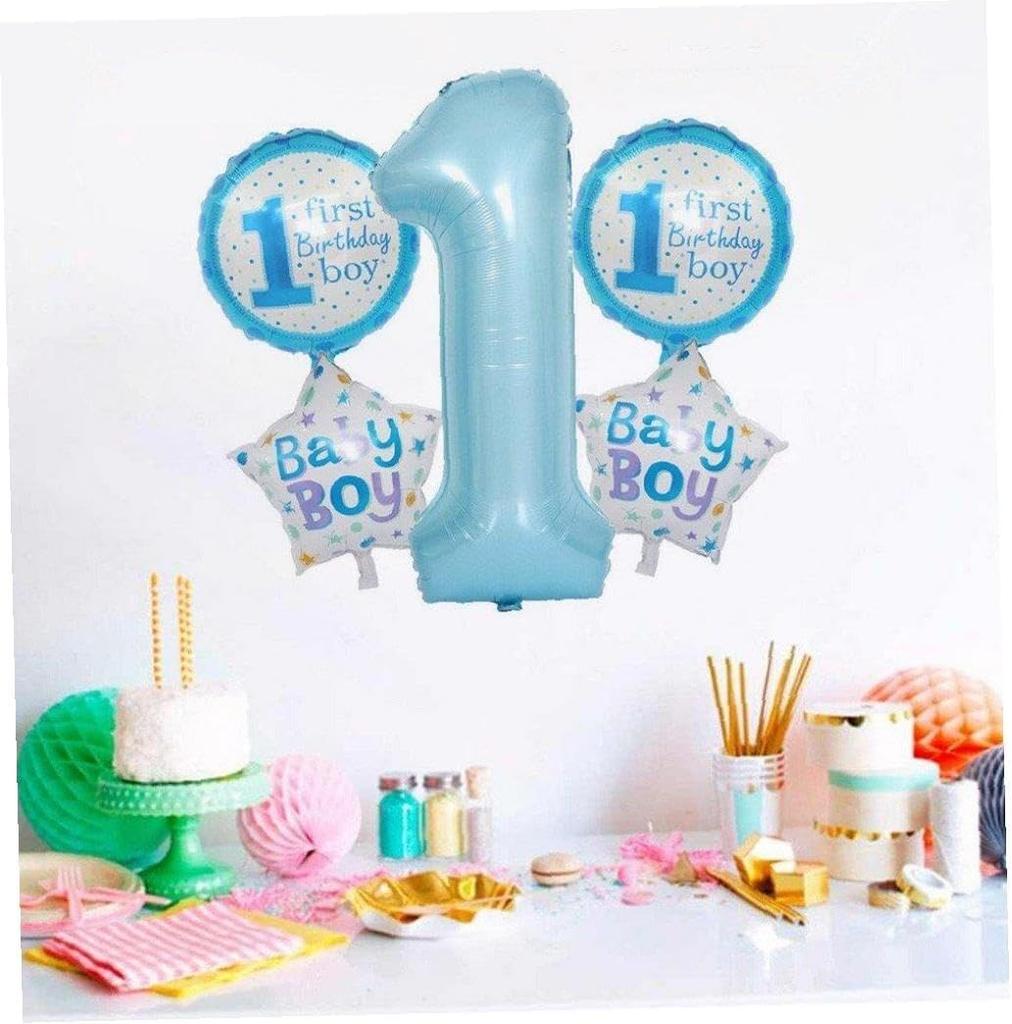 Set of Blue Number 1 Birthday Balloons
