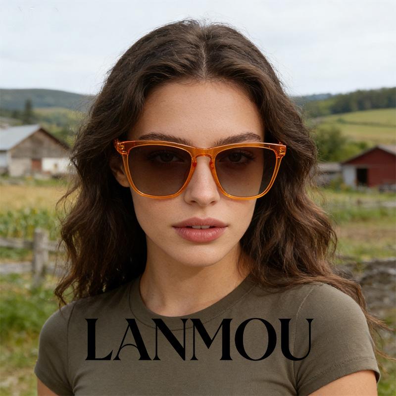 New plate sunglasses women's fashion simple large frame oval versatile light color acetic acid men's polarized sunglasses