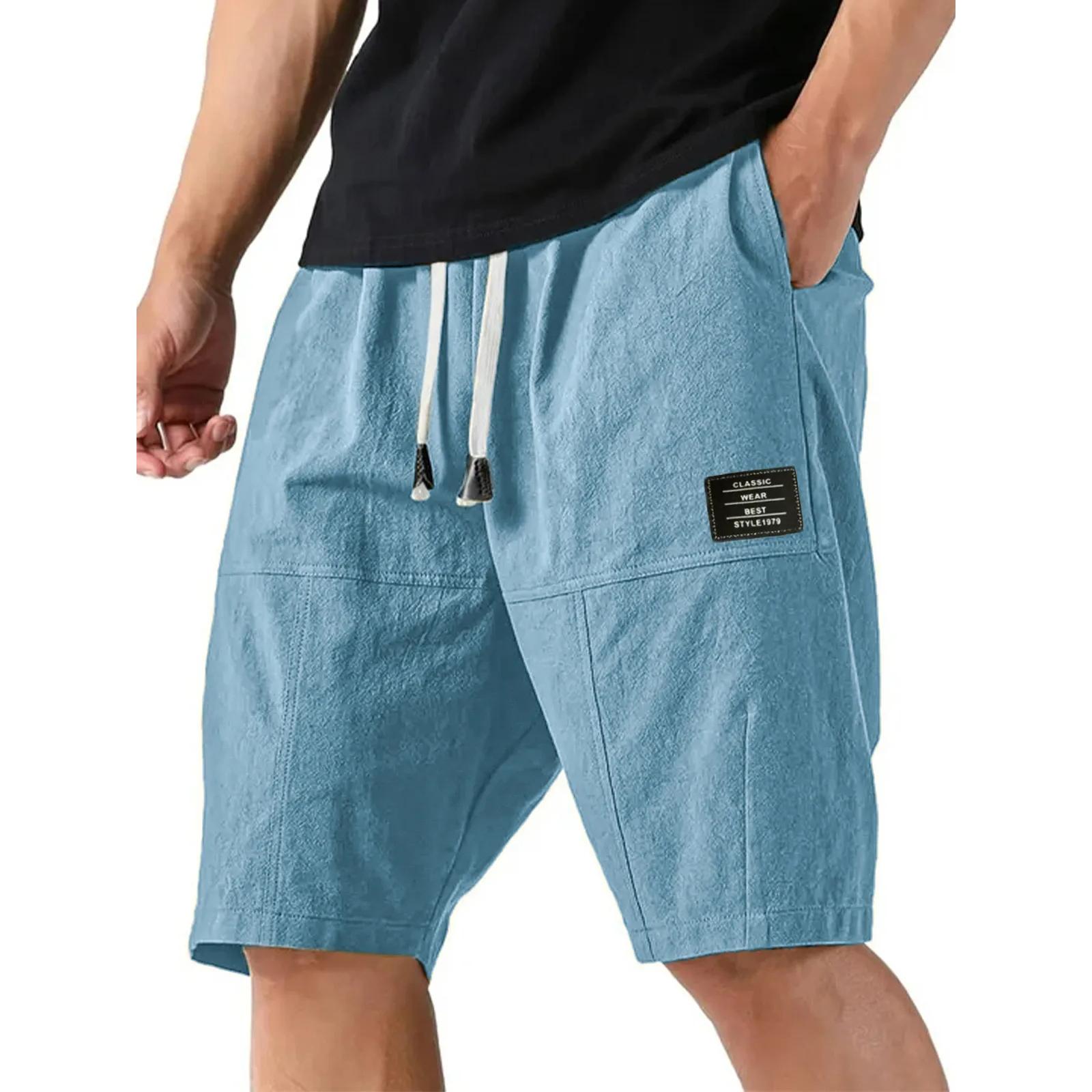 Мужские льняные брюки Four Seasons Thin Breathable Cargo Multi-pocket Loose Casual Wide Leg L