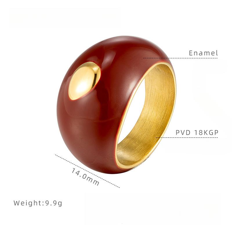 

Винтажное кольцо с эмалью в виде капли масла, титановая сталь с гальваническим покрытием, кольцо для пальца, сложенное стопкой, красного цвета Анкара, нишевые аксессуары высокого класса для женщин 9