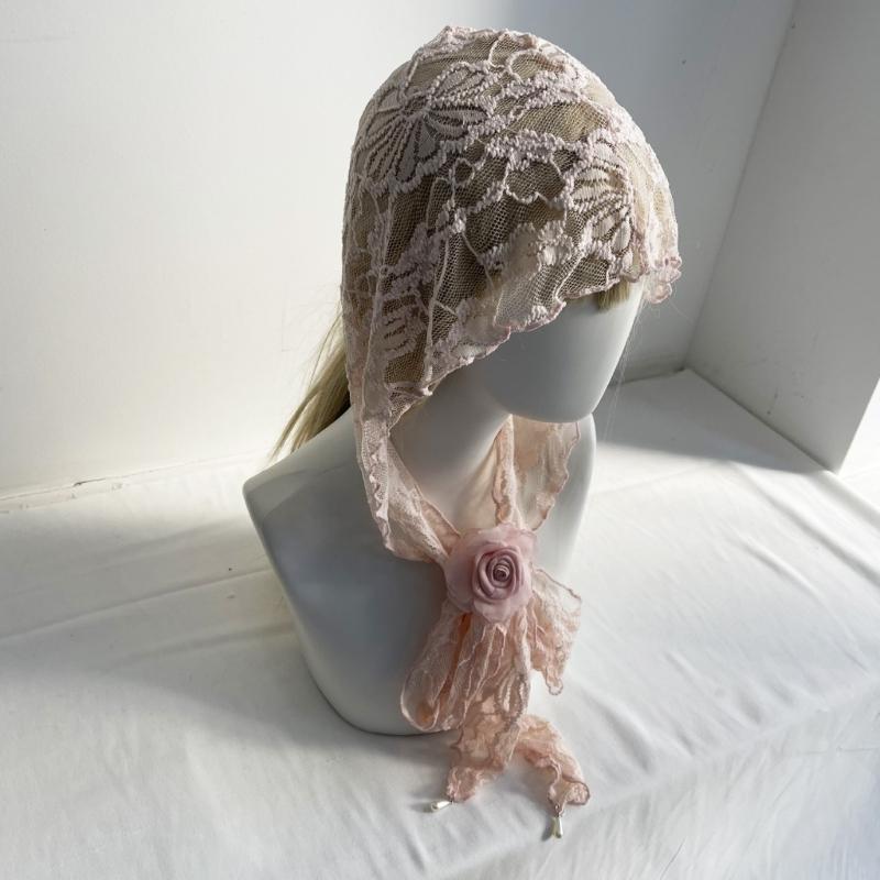 Elegant Hollow Out Mesh Head Wrap Soft Cupro Fiber Hat Bandana Headscarf For Summer Fashion Accessory