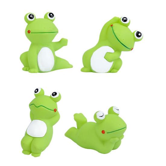 4 Stück Quietschspielzeug für Haustiere Kreative Form Niedliches Aussehen Lebendige Ausdrücke Bissfest Langeweile lindern Extra Weich Cartoon-Froschförmiges Spielzeug Hundekau