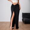 Elegant High-Waisted Midi Skirt with Slit - Women's Fall/Winter 2024 Collection
