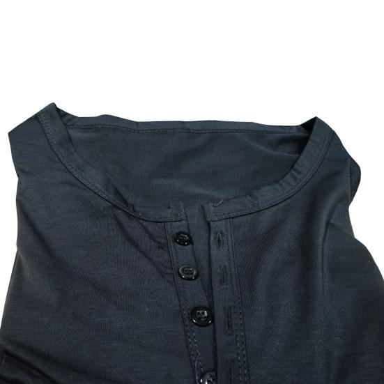 Camicia Estiva da Uomo Girocollo Maniche Corte Monocolore Pullover Bottoni Morbida Traspirante Casual Lunghezza Media Top da Lavoro Quotidiano da Uomo